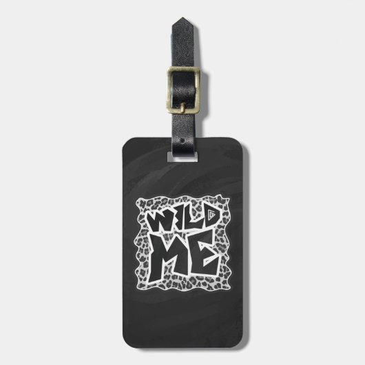 Wild Me Leopard White en Black Bagagelabel (Voorkant verticaal)