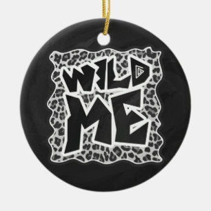 Wild Me Leopard White en Black Keramisch Ornament