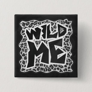 Wild Me Leopard White en Black Vierkante Button 5,1 Cm