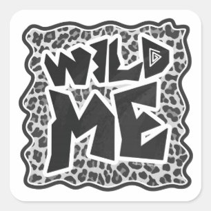 Wild Me Leopard White en Black Vierkante Sticker
