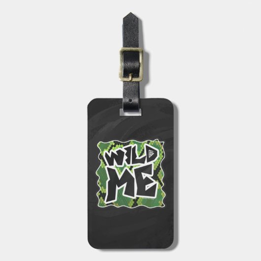 Wild me Snake Black en Green Print Bagagelabel (Voorkant verticaal)