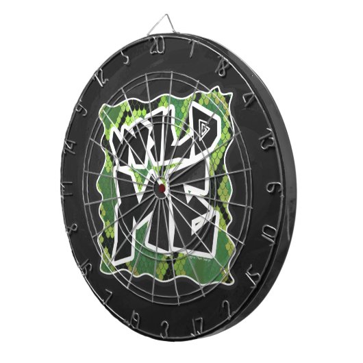 Wild me Snake Black en Green Print Dartbord (Voorkant Rechts)
