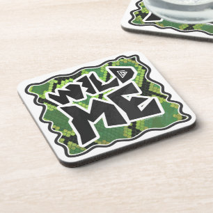 Wild me Snake Black en Green Print Drankjes Onderzetter