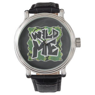 Wild me Snake Black en Green Print Horloge