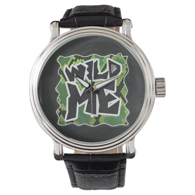Wild me Snake Black en Green Print Horloge (Voorkant)