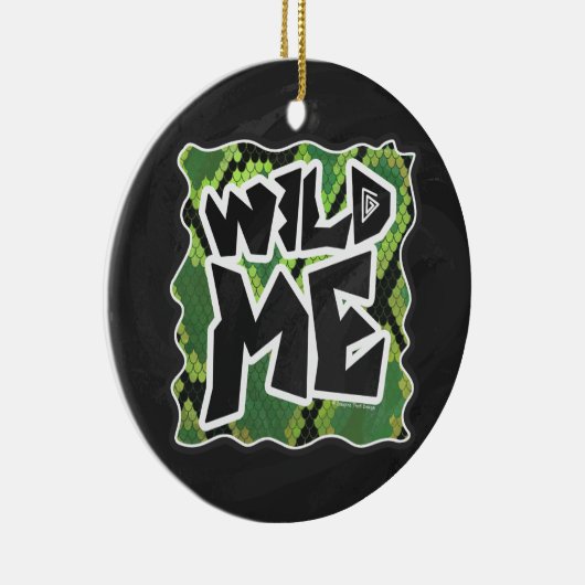 Wild me Snake Black en Green Print Keramisch Ornament (Rechts)