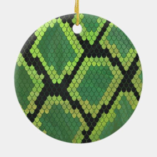 Wild me Snake Black en Green Print Keramisch Ornament (Achterkant)