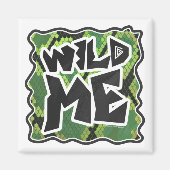 Wild me Snake Black en Green Print Magneet (Voorkant)
