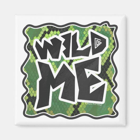 Wild me Snake Black en Green Print Magneet (Voorkant)