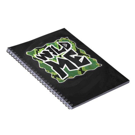 Wild me Snake Black en Green Print Notitieboek (Rechterzijde)