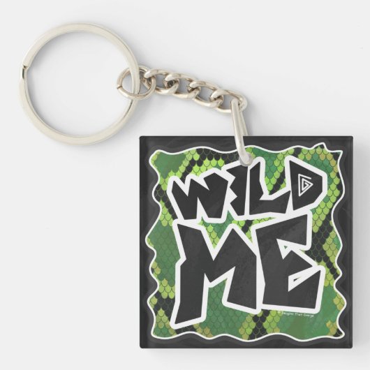 Wild me Snake Black en Green Print Sleutelhanger (voorkant)