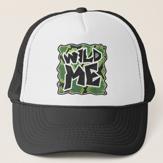 Wild me Snake Black en Green Print Trucker Pet (Voorkant)