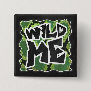 Wild me Snake Black en Green Print Vierkante Button 5,1 Cm