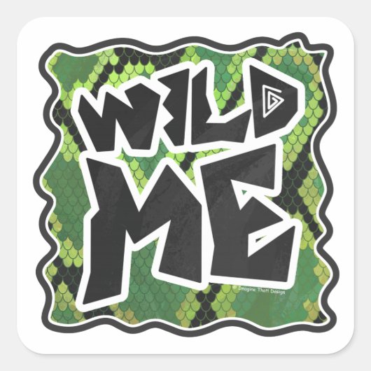 Wild me Snake Black en Green Print Vierkante Sticker (Voorkant)
