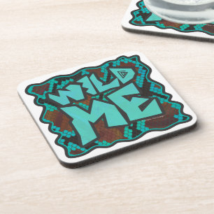 Wild me Snake Brown en Blauwgroen print Drankjes Onderzetter