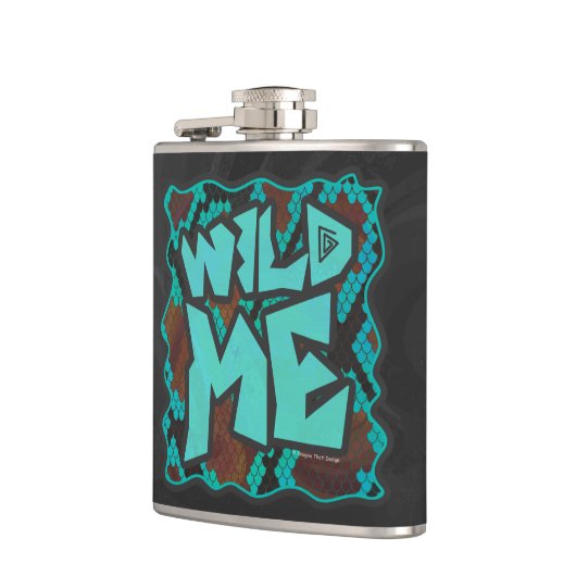 Wild me Snake Brown en Blauwgroen print Heupfles (Links)