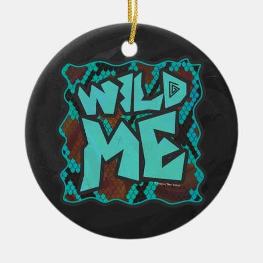 Wild me Snake Brown en Blauwgroen print Keramisch Ornament (Voorkant)