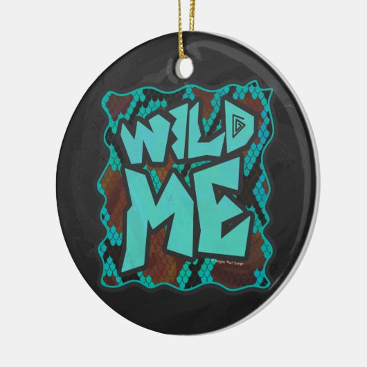 Wild me Snake Brown en Blauwgroen print Keramisch Ornament (Links)