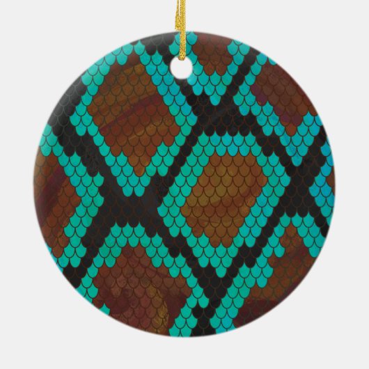 Wild me Snake Brown en Blauwgroen print Keramisch Ornament (Achterkant)