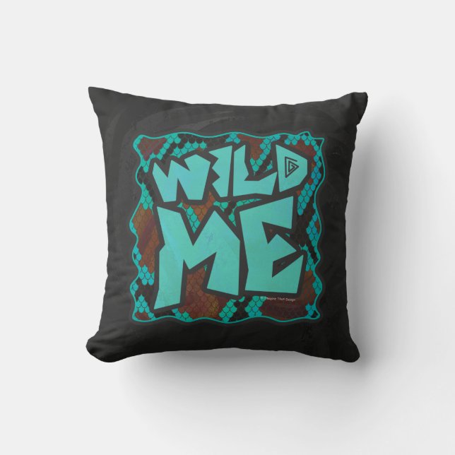 Wild me Snake Brown en Blauwgroen print Kussen (Voorkant)