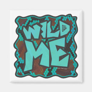 Wild me Snake Brown en Blauwgroen print Magneet