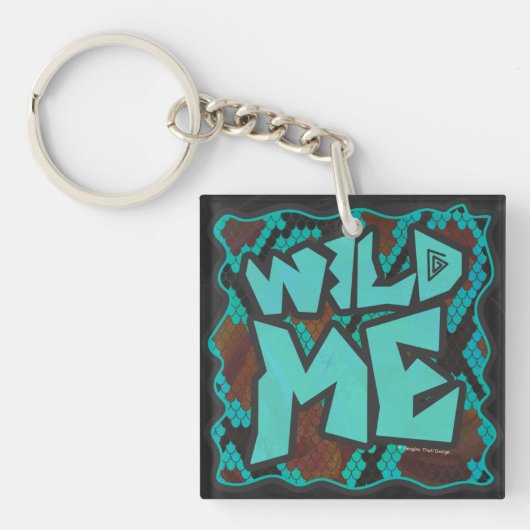 Wild me Snake Brown en Blauwgroen print Sleutelhanger (voorkant)