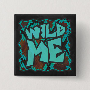 Wild me Snake Brown en Blauwgroen print Vierkante Button 5,1 Cm