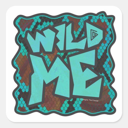 Wild me Snake Brown en Blauwgroen print Vierkante Sticker (Voorkant)