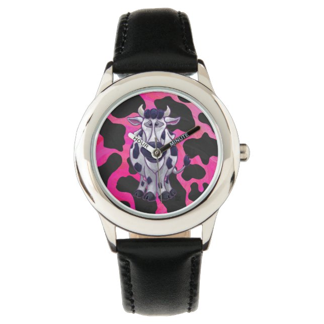 Wild Me Tiger Black en Roze Horloge (Voorkant)