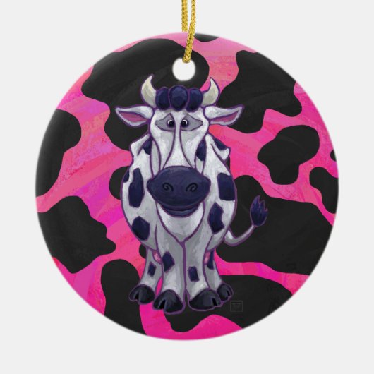 Wild Me Tiger Black en Roze Keramisch Ornament (Voorkant)