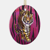 Wild Me Tiger Black en Roze Keramisch Ornament (Rechts)