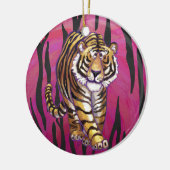 Wild Me Tiger Black en Roze Keramisch Ornament (Links)