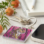 Wild Me Tiger Black en Roze Sleutelhanger (Voorkant Rechts)