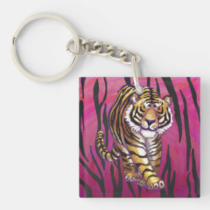 Wild Me Tiger Black en Roze Sleutelhanger