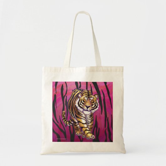 Wild Me Tiger Black en Roze Tote Bag (Voorkant)