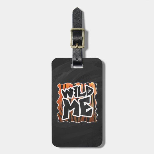 Wild Me Tiger Hot oranje en zwart afdrukken Bagagelabel (Voorkant verticaal)
