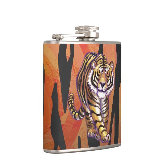 Wild Me Tiger Hot oranje en zwart afdrukken Heupfles (Rechts)