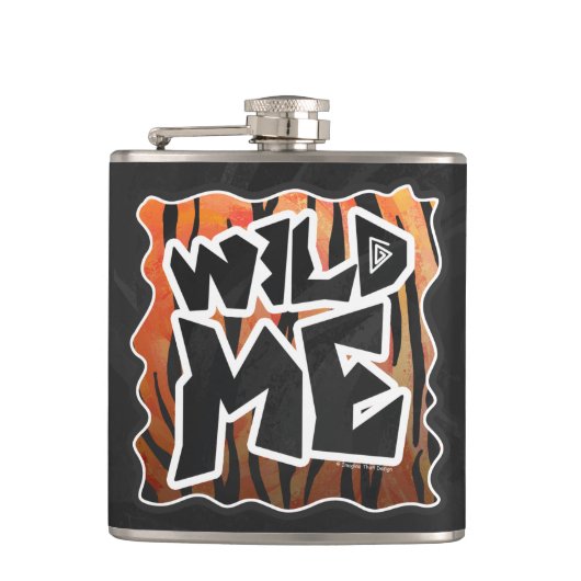 Wild Me Tiger Hot oranje en zwart afdrukken Heupfles (Voorkant)