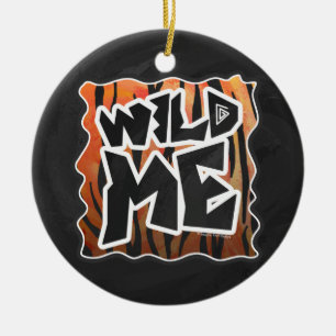 Wild Me Tiger Hot oranje en zwart afdrukken Keramisch Ornament