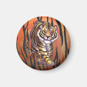 Wild Me Tiger Hot oranje en zwart afdrukken Magneet (Voorkant)