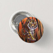 Wild Me Tiger Hot oranje en zwart afdrukken Ronde Button 3,2 Cm (Voorkant /achterkant)