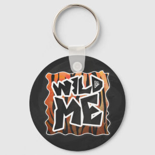 Wild Me Tiger Hot oranje en zwart afdrukken Sleutelhanger
