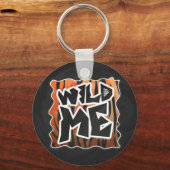 Wild Me Tiger Hot oranje en zwart afdrukken Sleutelhanger (Voorkant)