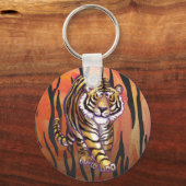 Wild Me Tiger Hot oranje en zwart afdrukken Sleutelhanger (Voorkant)