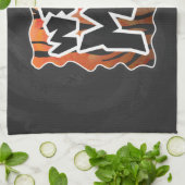 Wild Me Tiger Hot oranje en zwart afdrukken Theedoek (Gevouwen)