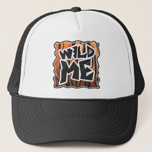 Wild Me Tiger Hot oranje en zwart afdrukken Trucker Pet (Voorkant)
