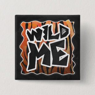 Wild Me Tiger Hot oranje en zwart afdrukken Vierkante Button 5,1 Cm