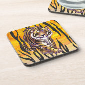 Wild Me Tiger Oranje en zwart Drankjes Onderzetter (Linkerzijde)