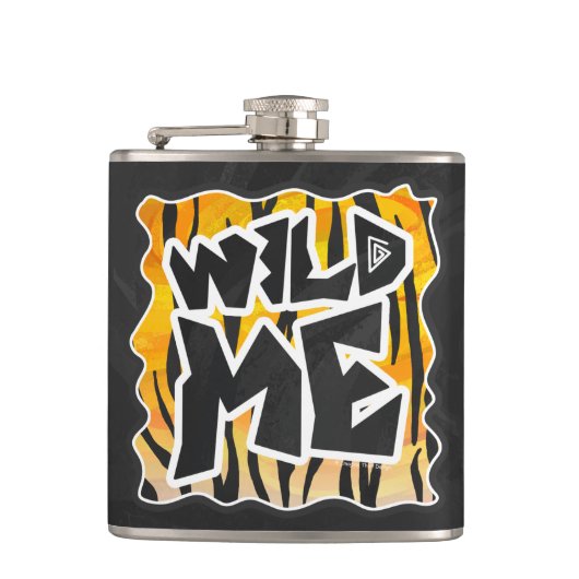 Wild Me Tiger Oranje en zwart Heupfles (Voorkant)