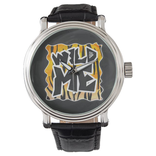 Wild Me Tiger Oranje en zwart Horloge (Voorkant)